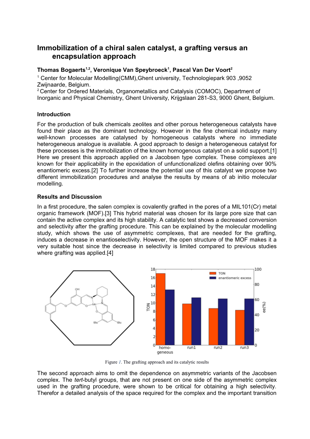 Immobilization of a Chiral Salen Catalyst, a Grafting Versus an Encapsulation Approach