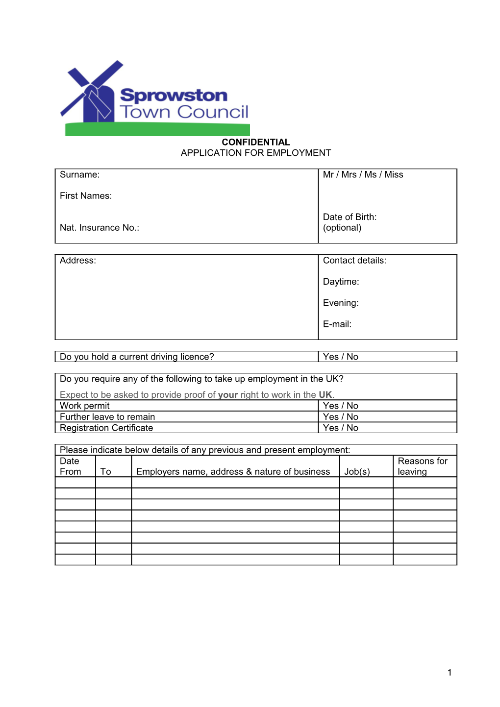 Application for Employment s61
