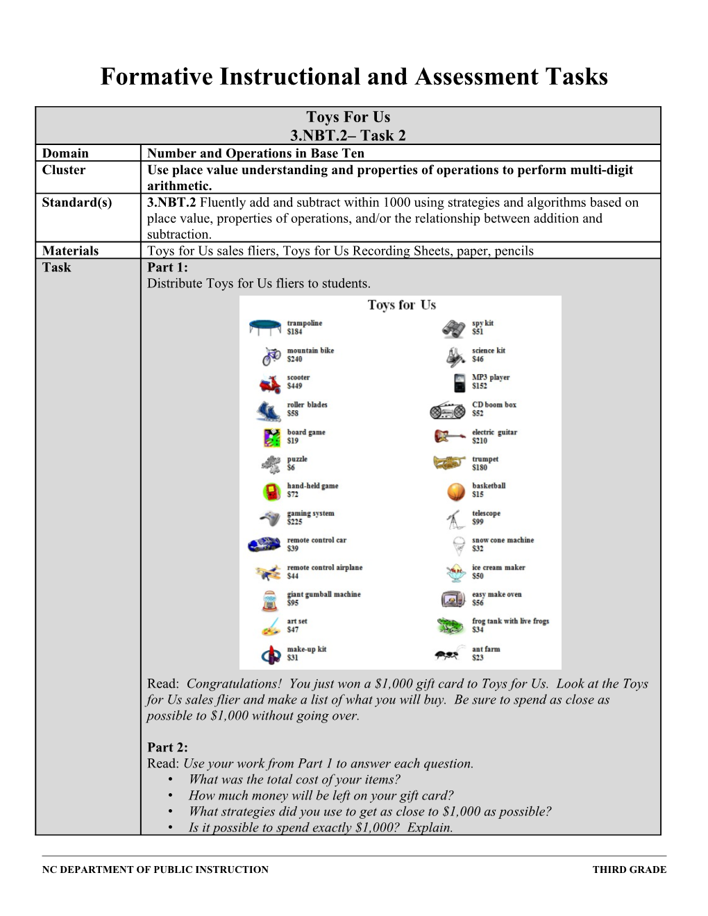 Formative Instructional and Assessment Tasks s16