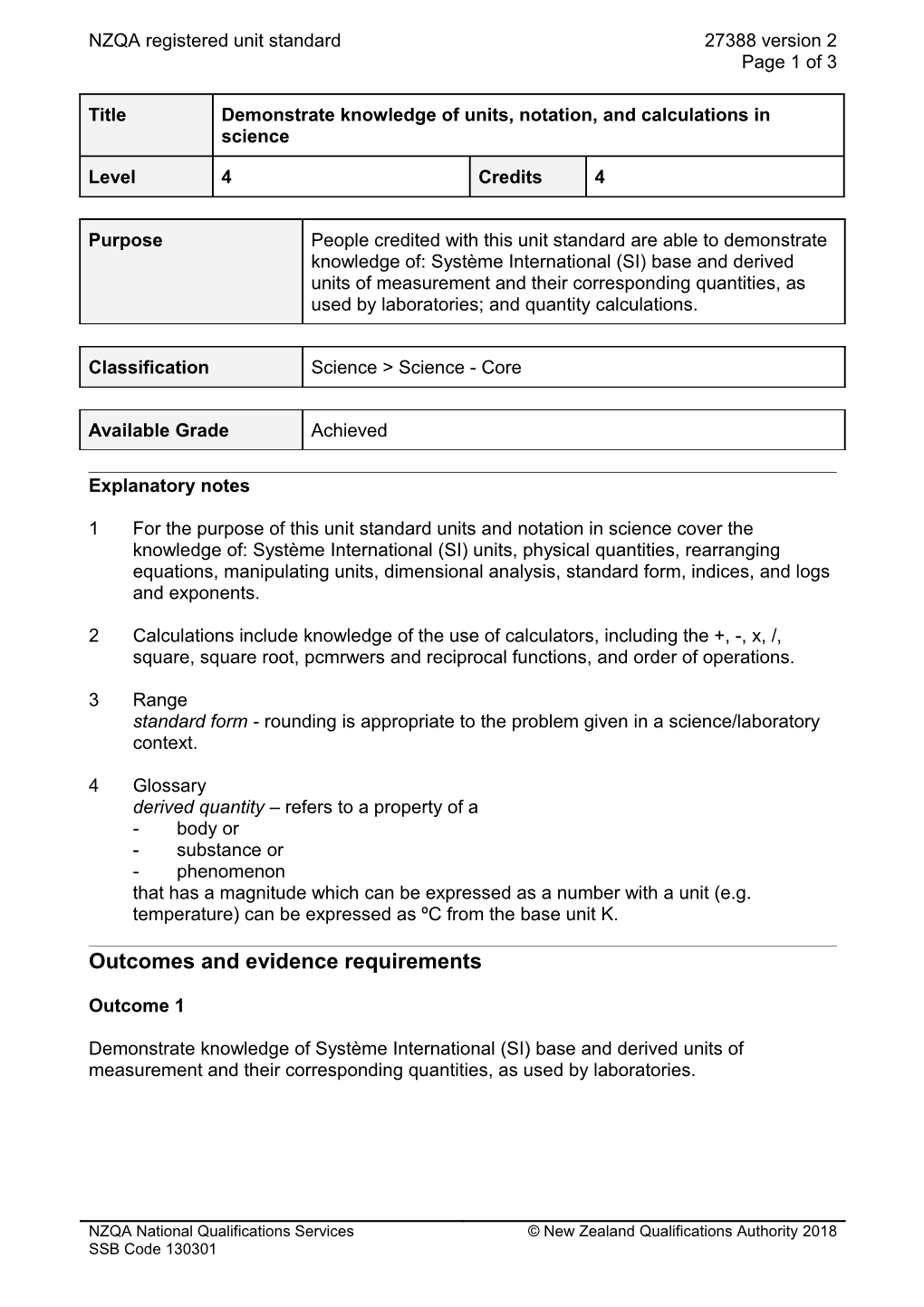 27388 Demonstrate Knowledge of Units, Notation, and Calculations in Science