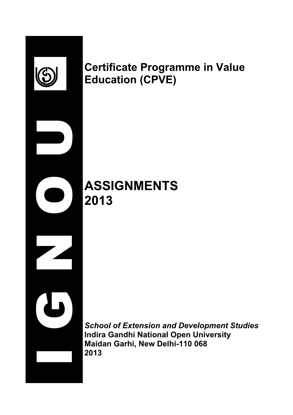 Assignment for Certificate Programme in Value Education (Soeds)