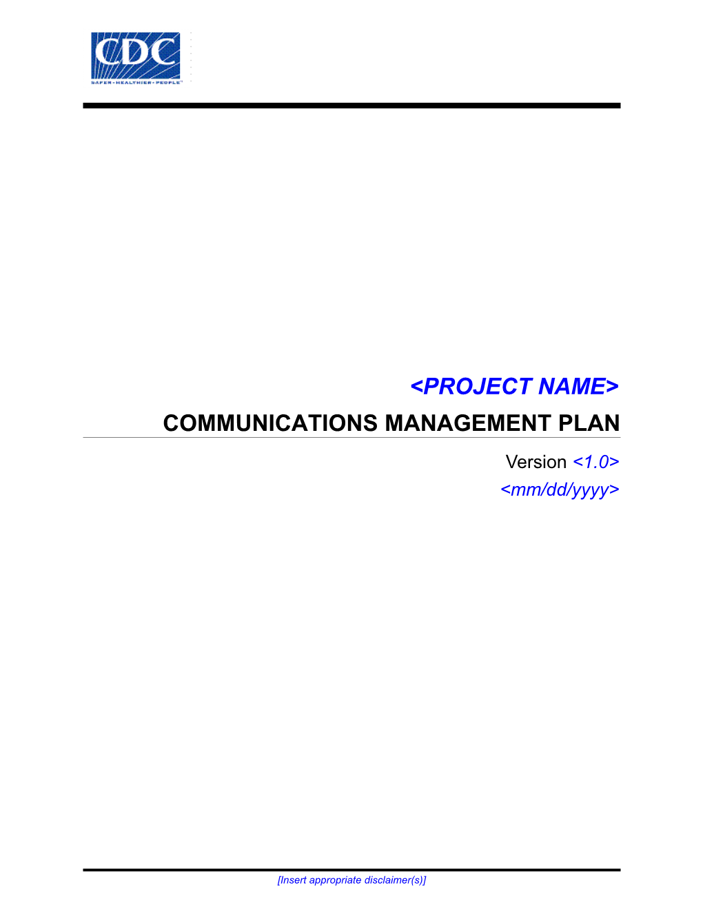 Communications Management Plan Template