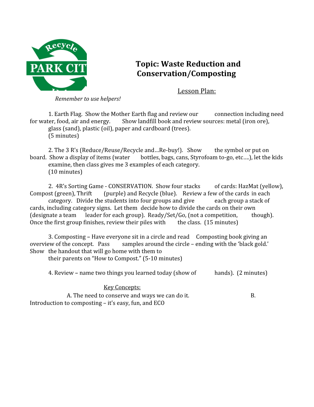 Topic: Waste Reduction and Conservation/Composting