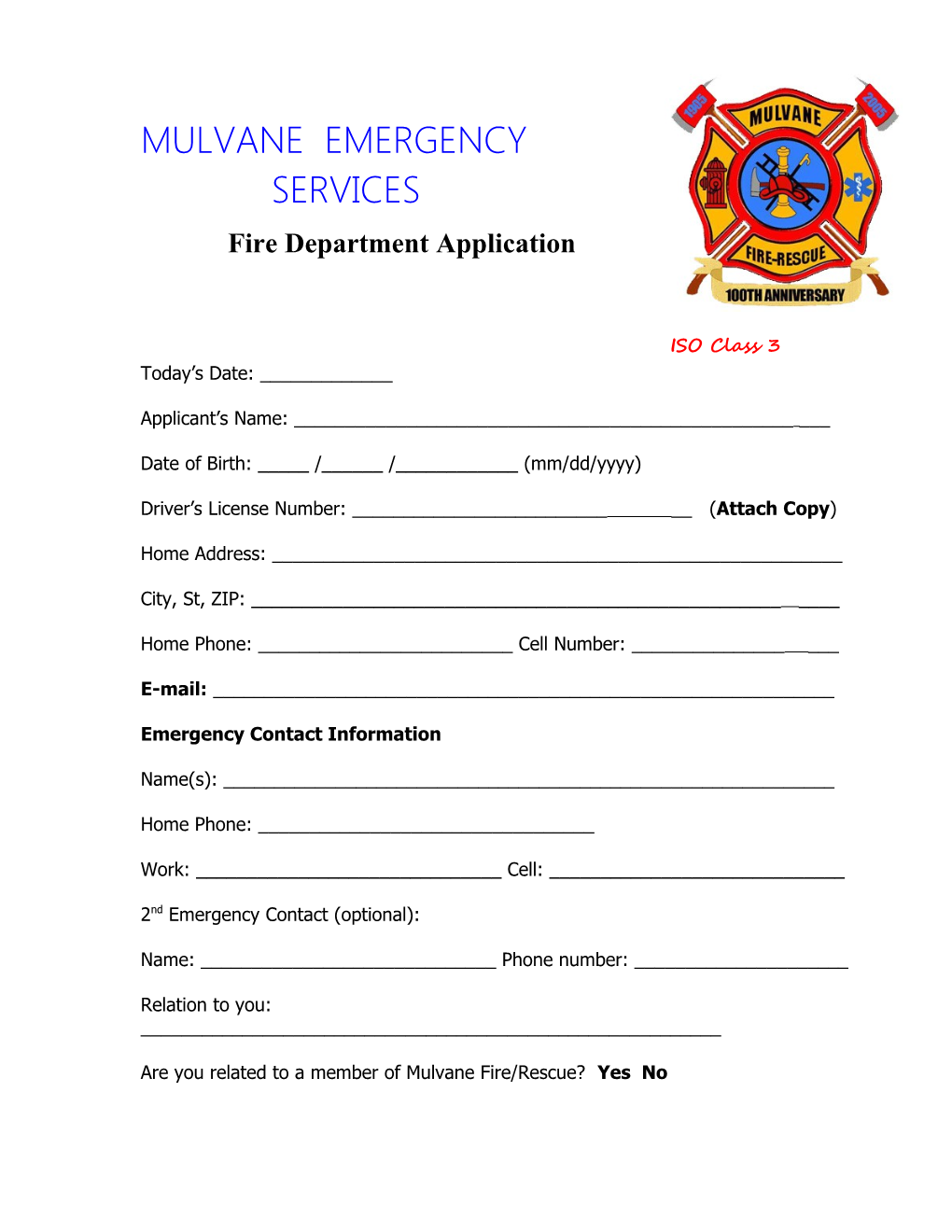 Fire Department Application