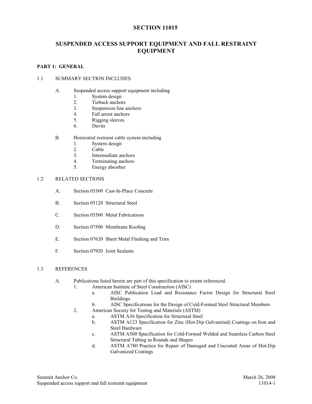 Section 11015 - Window Washing System