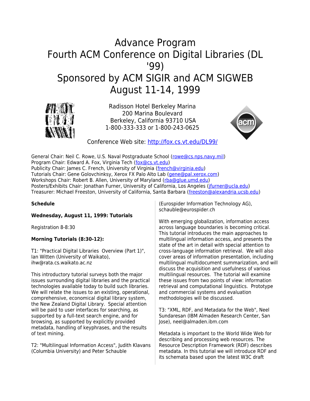 Fourth ACM Conference on Digital Libraries (DL '99)