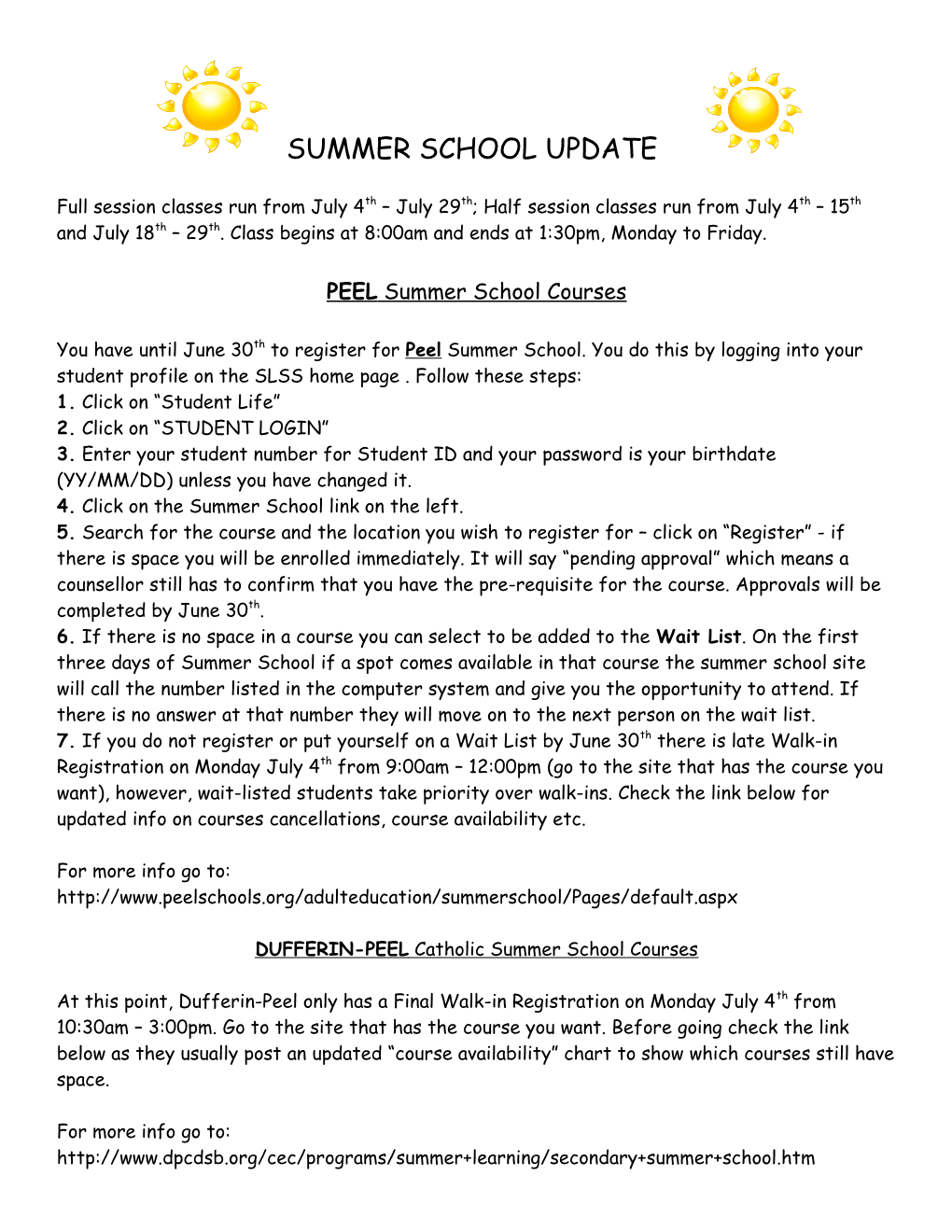 PEEL Summer School Courses