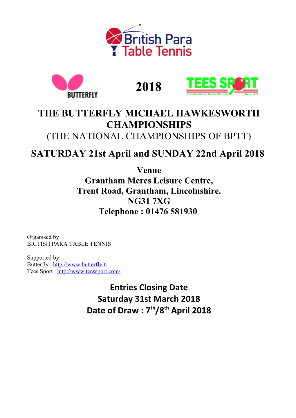 The Butterfly Michael Hawkesworth Championships