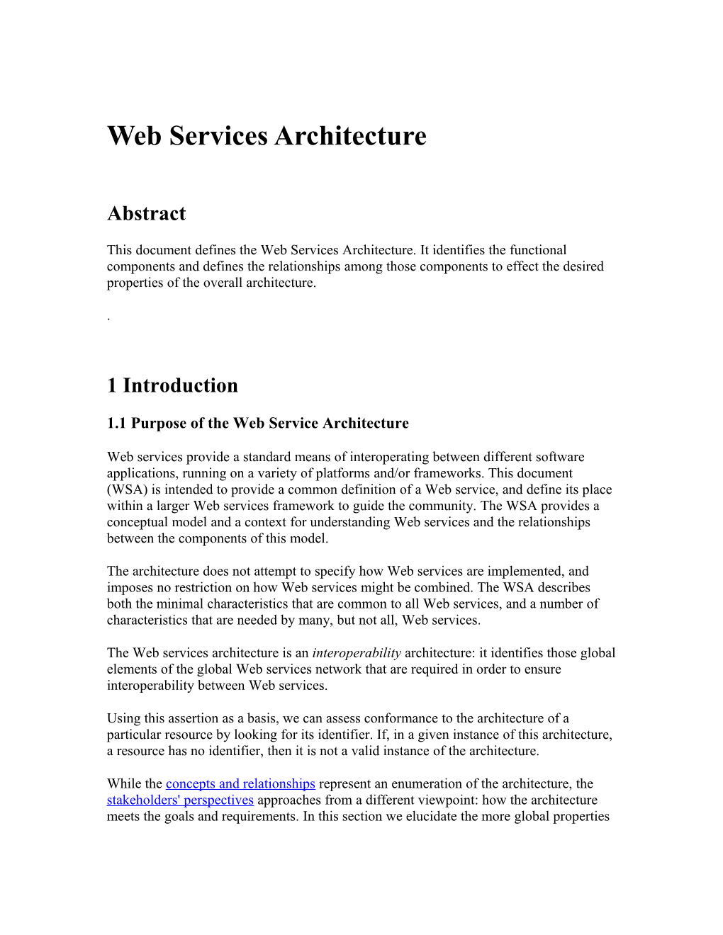 1.1 Purpose of the Web Service Architecture