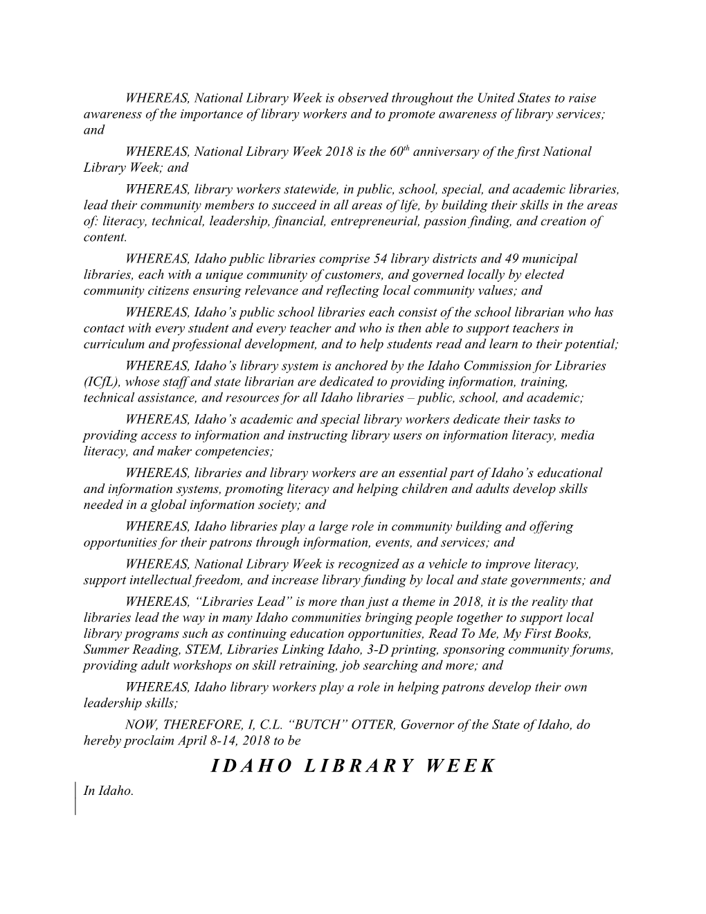WHEREAS, National Library Week 2018 Is the 60Thanniversary of the First National Library