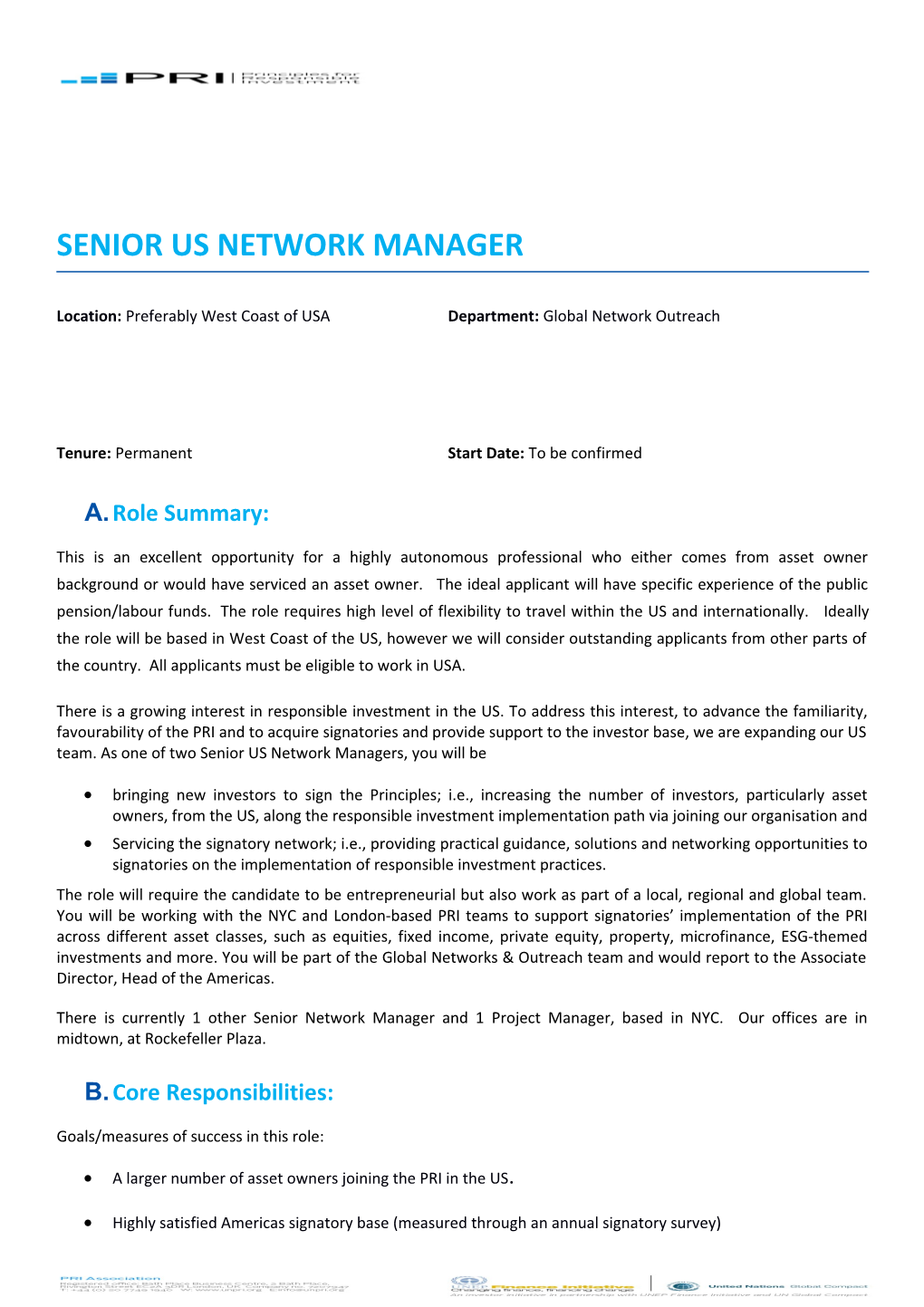 Senior Us Network Manager