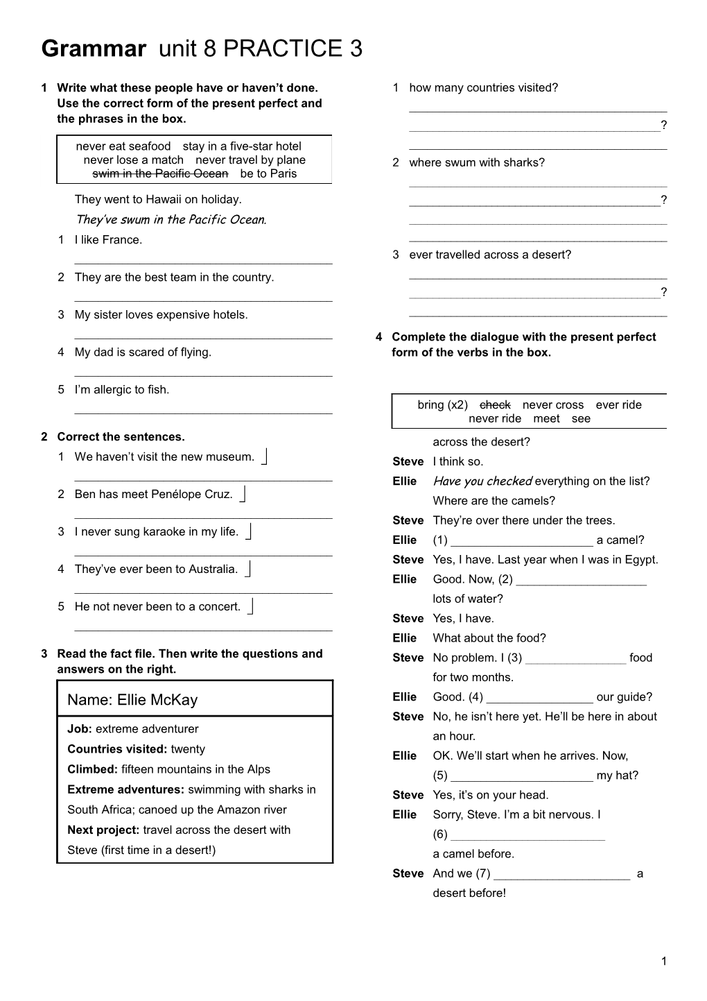 Grammar Unit 8 PRACTICE 3