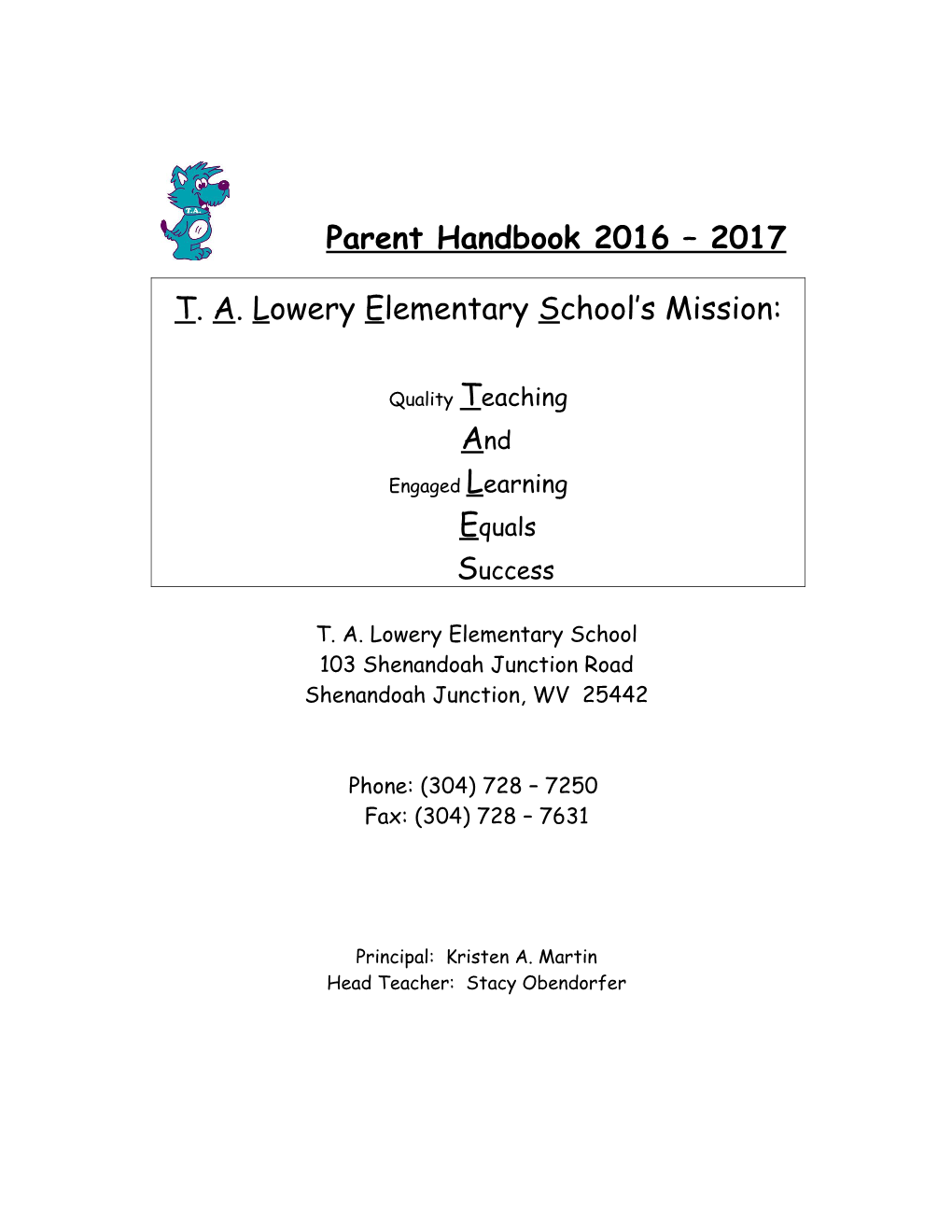 Parent Handbook 2016 2017