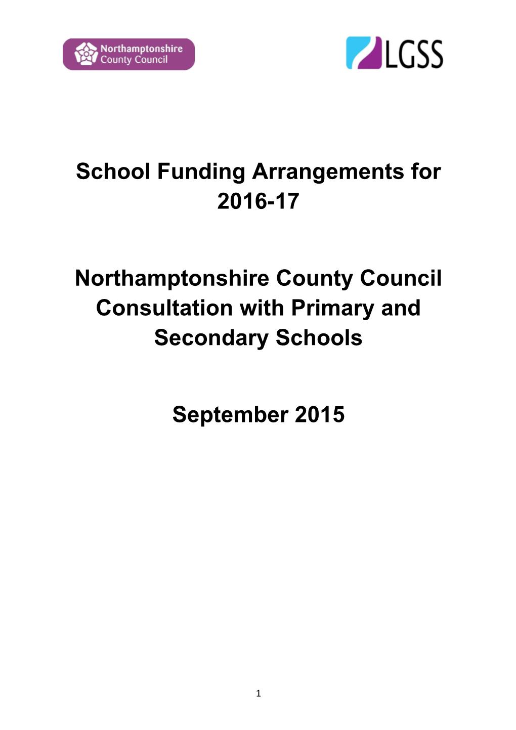 School Funding Arrangements for 2016-17