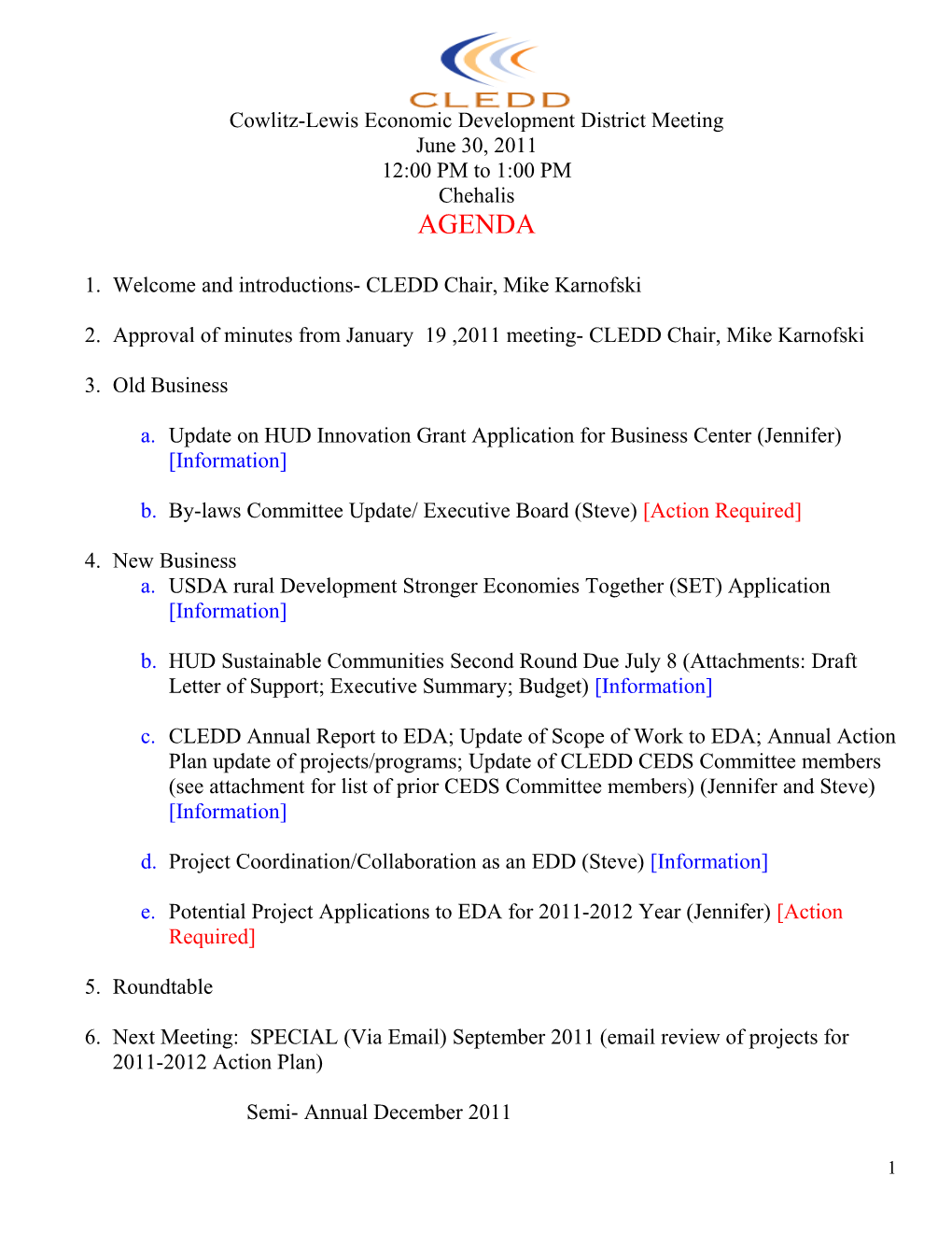 Cowlitz-Lewis Economic Development District Meeting