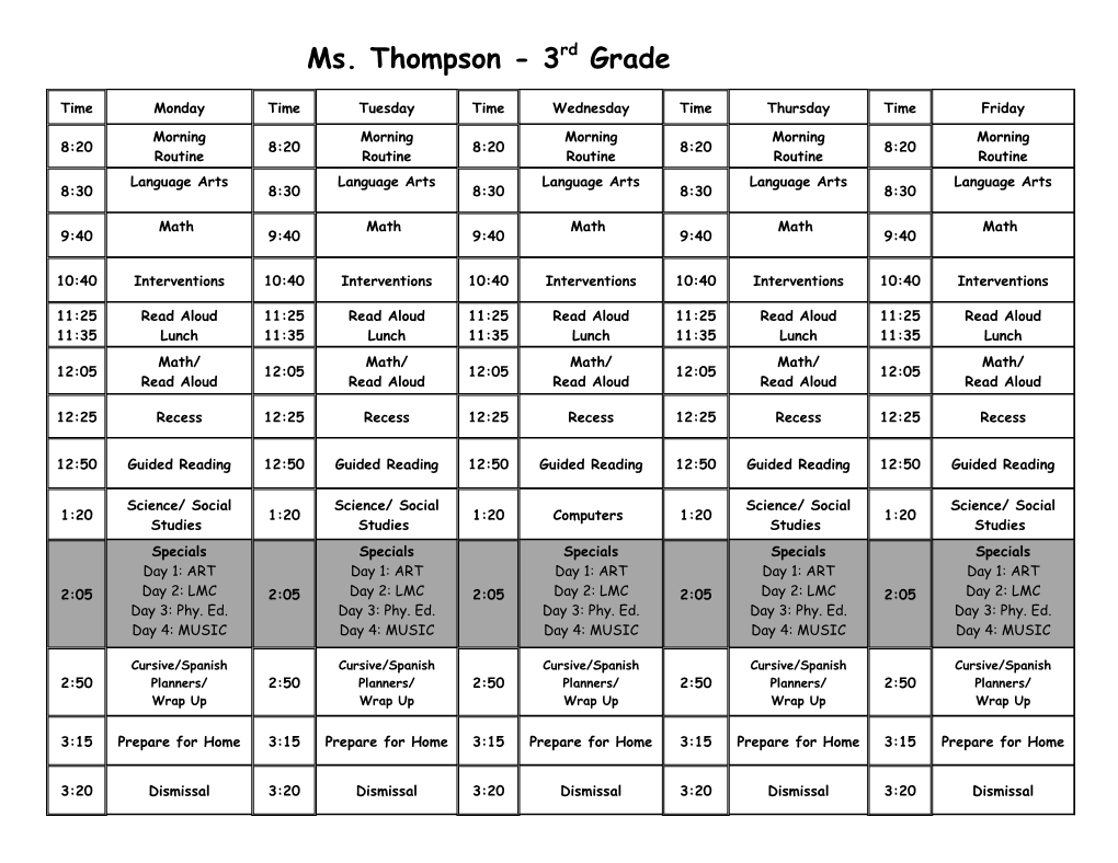 Ms. Thompson - 3Rd Grade