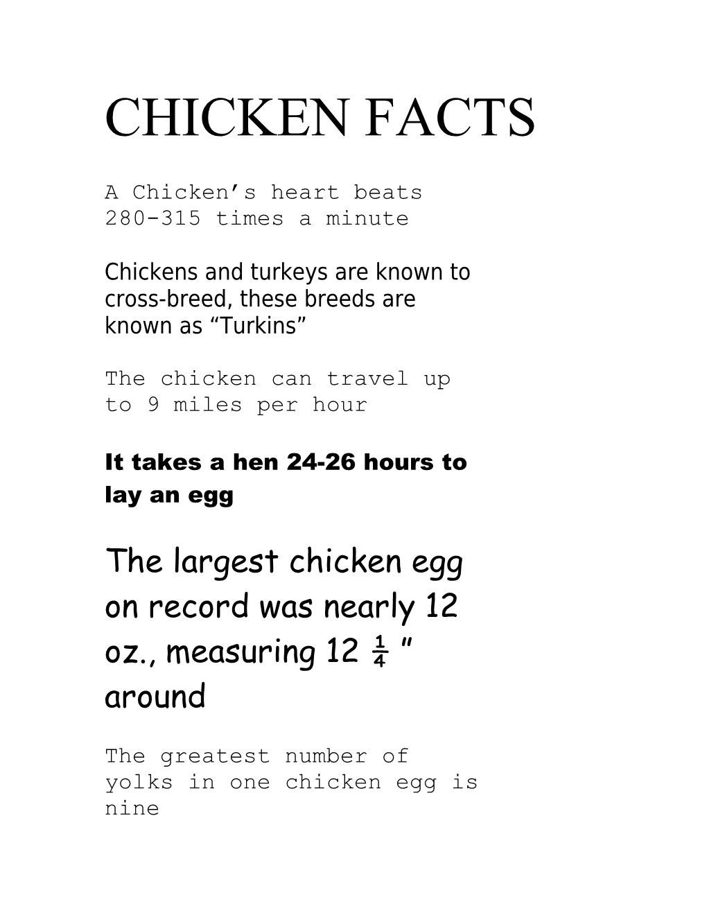 A Chicken S Heart Beats 280-315 Times a Minute