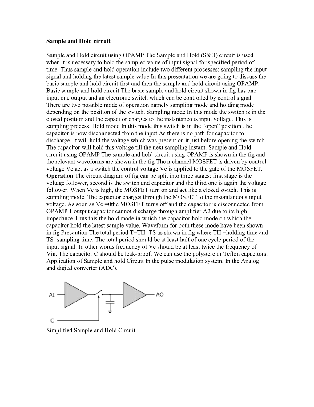 Sample and Hold Circuit