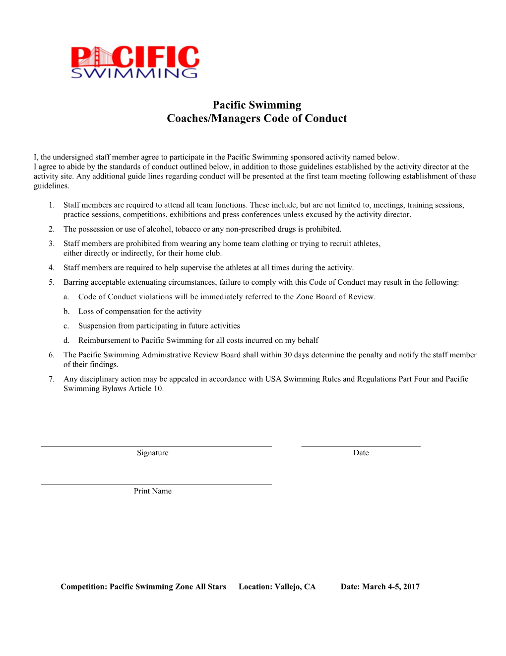 ZONE-3 Coach/Manager/Chaperone Application and Information