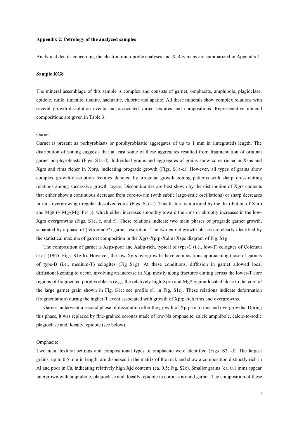 Appendix 2: Petrology of the Analyzed Samples