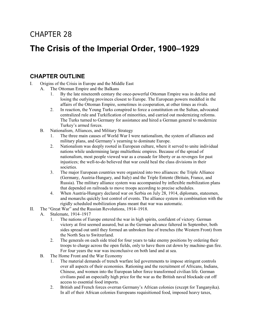 The Crisis of the Imperial Order, 1900 1929