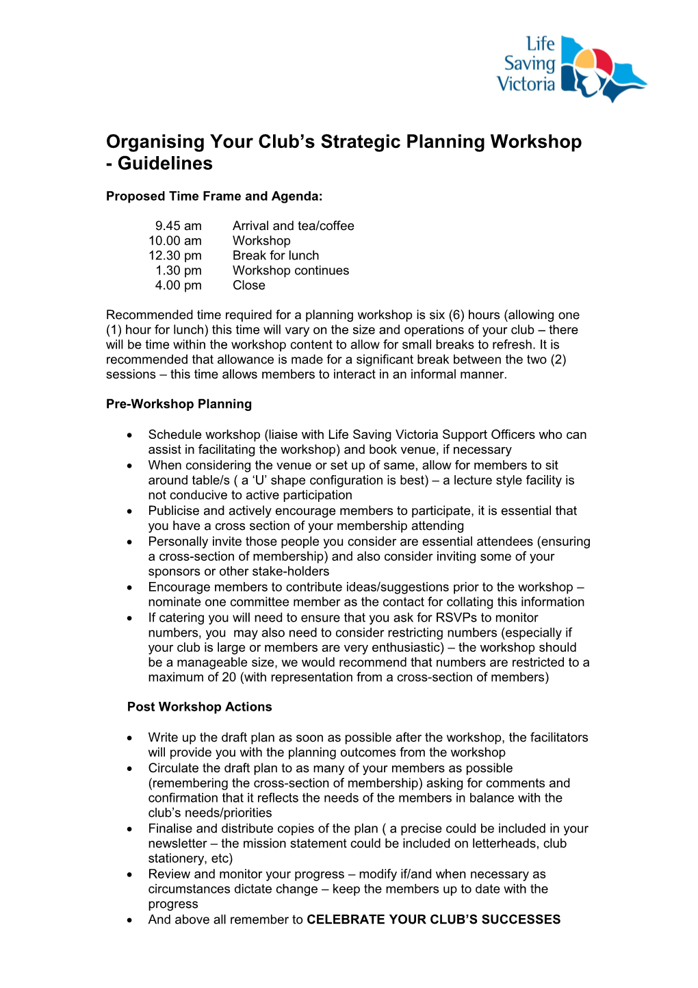Guidelines for Organising a Strategic Planning Workshop