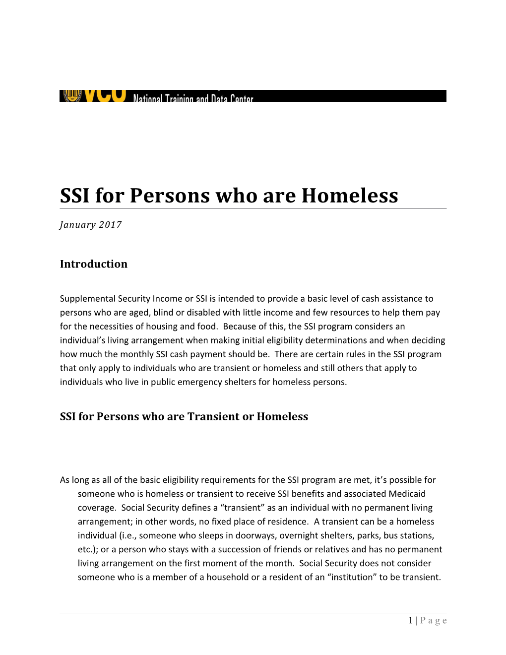 SSI for Persons Who Are Transient Or Homeless
