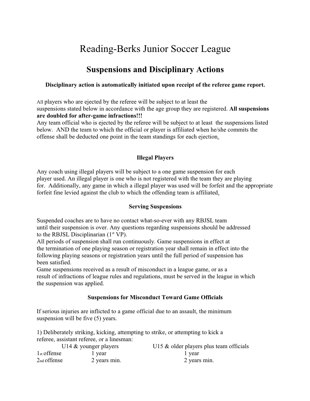 Reading-Berks Junior Soccer League