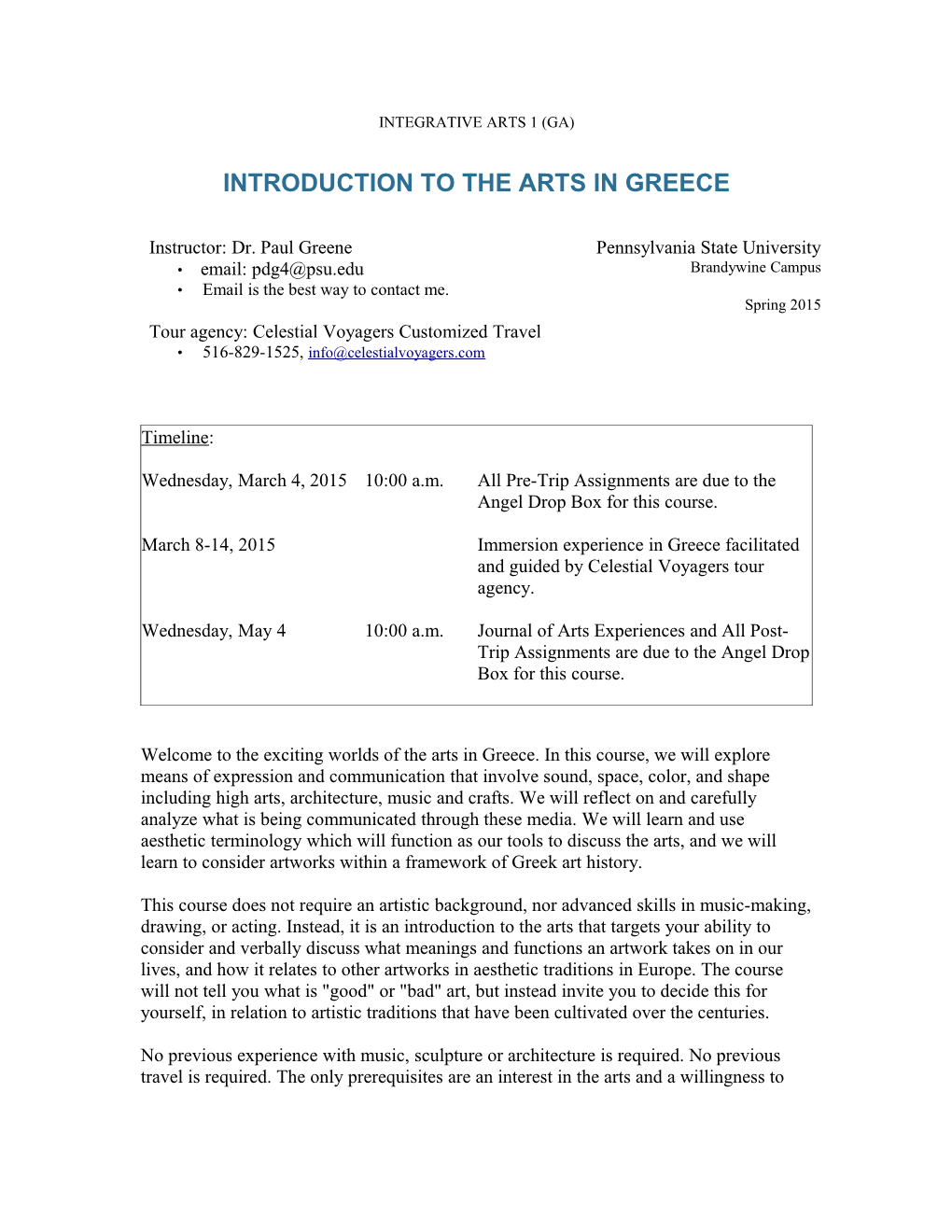 Introduction to the Arts in Greece