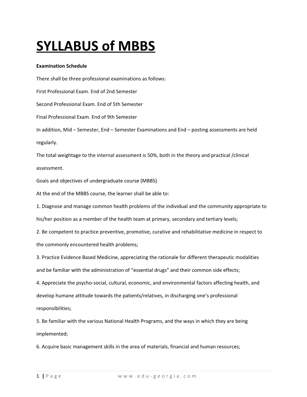 SYLLABUS of MBBS