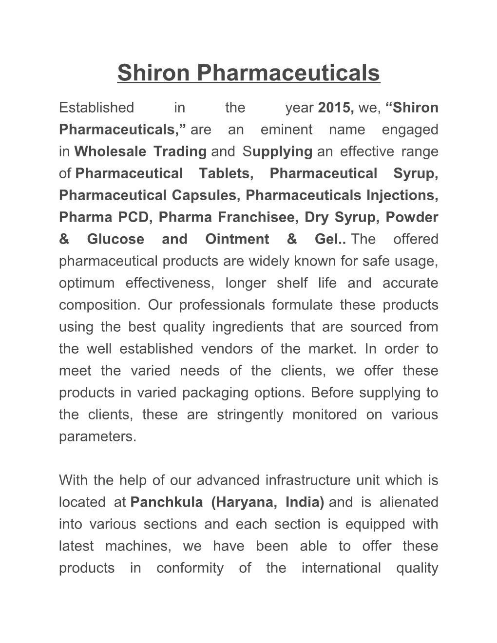 Shiron Pharmaceuticals