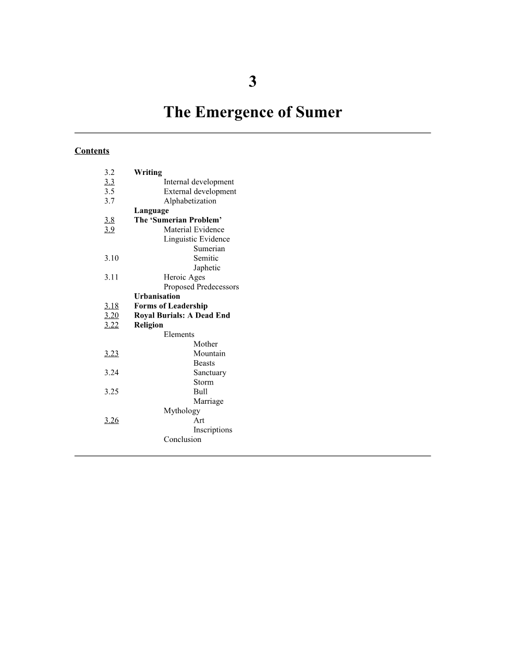 The Emergence of Sumer