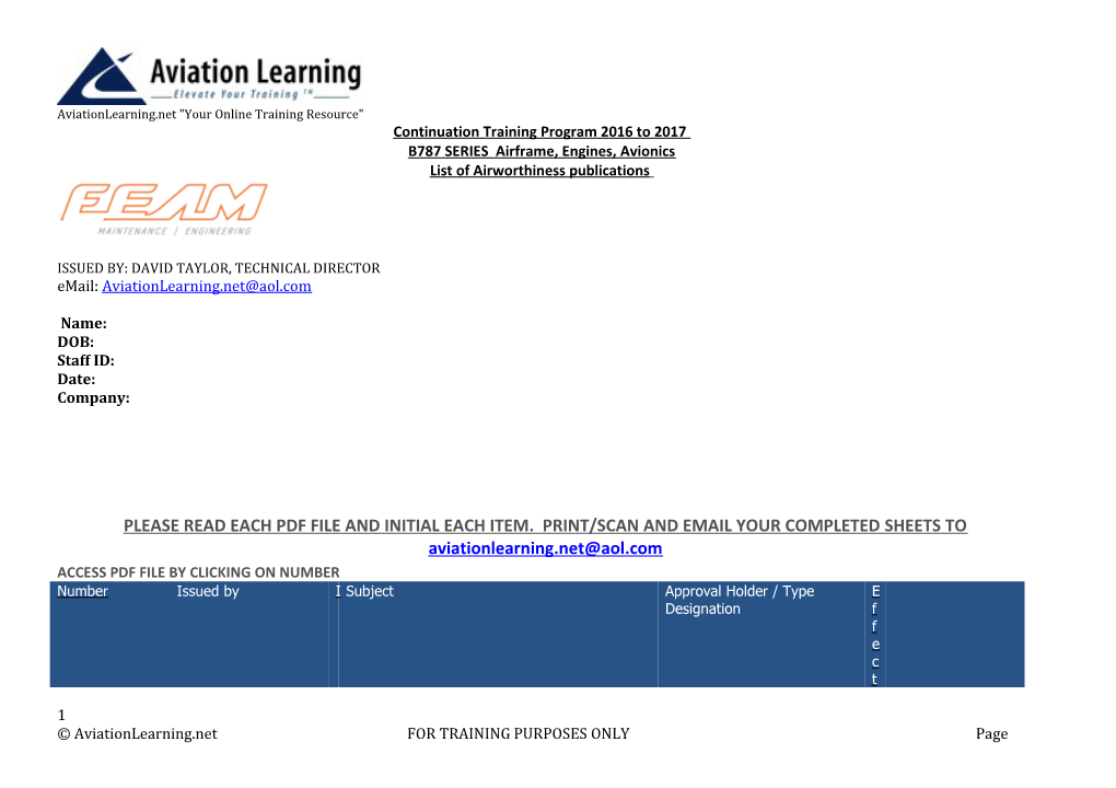 Please Read Each Pdf File and Initial Each Item. Print/Scan and Email Your Completed Sheets To