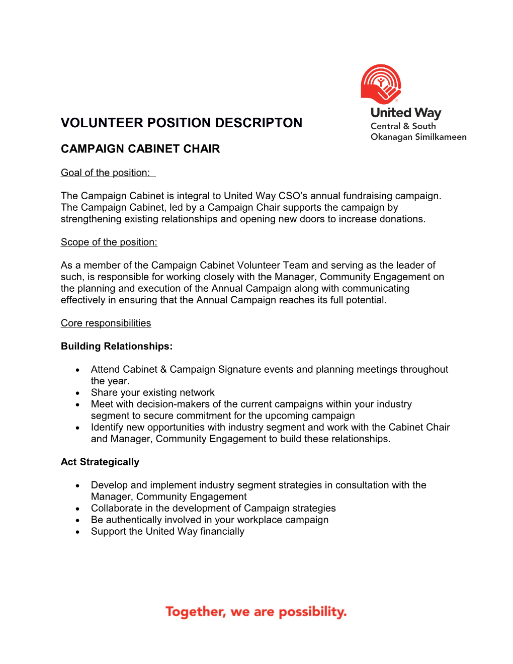 Volunteer Position Descripton