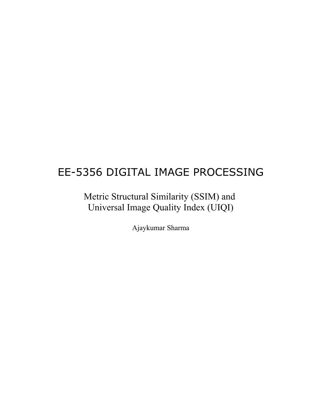 Ee-5356 Digital Image Processing