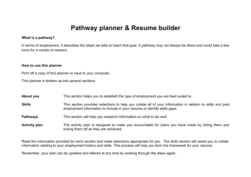 Pathway Planner & Resume Builder