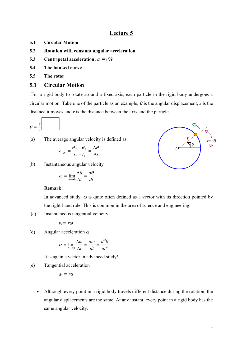 5.2 Rotation with Constant Angular Acceleration