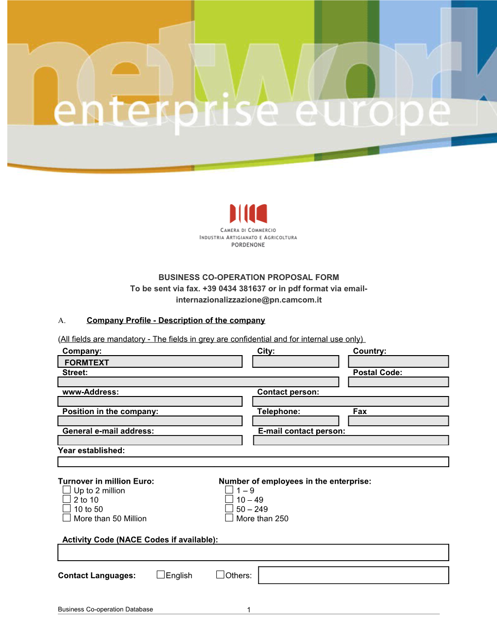 Business Co-Operation Proposal Form