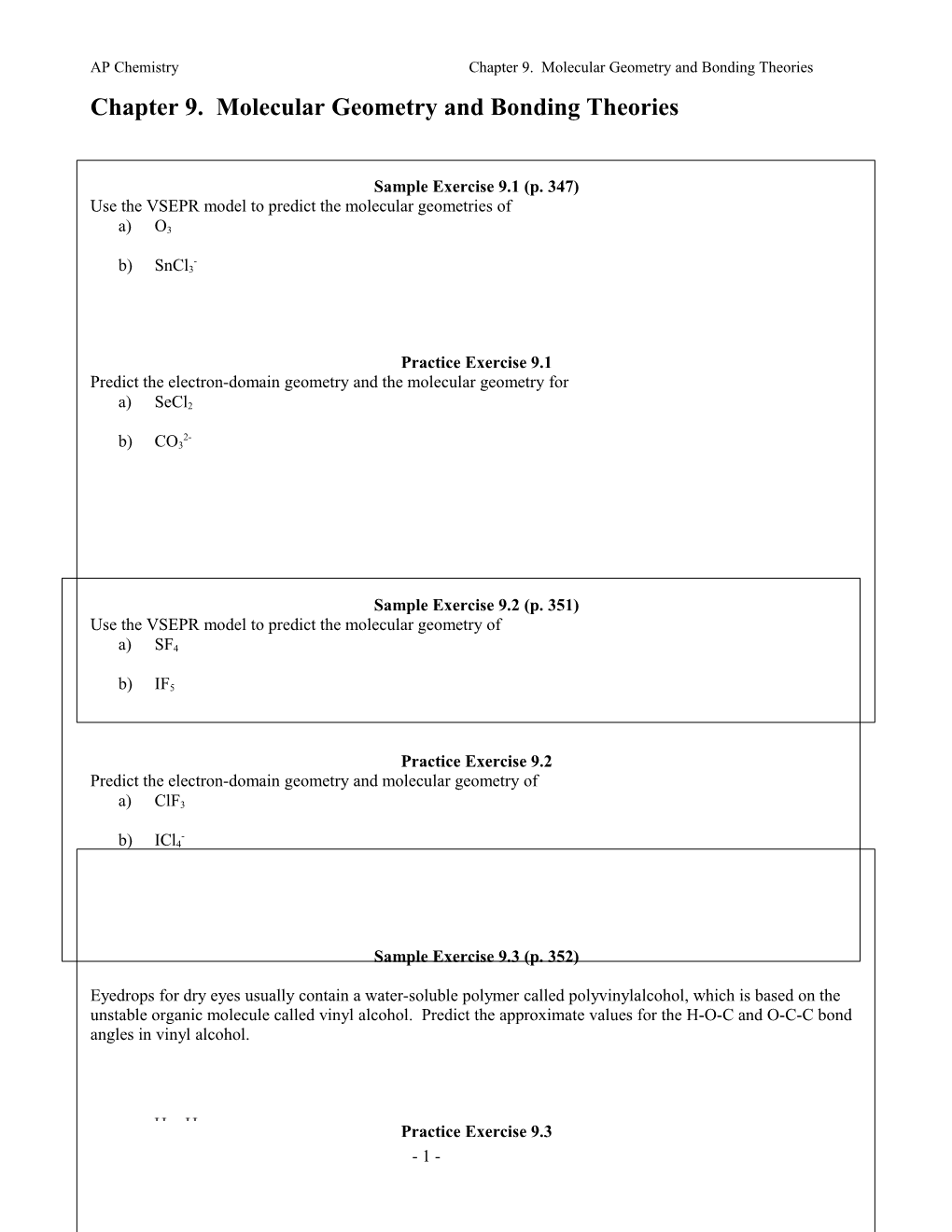 Chapter 9. Molecular Geometry and Bonding Theories