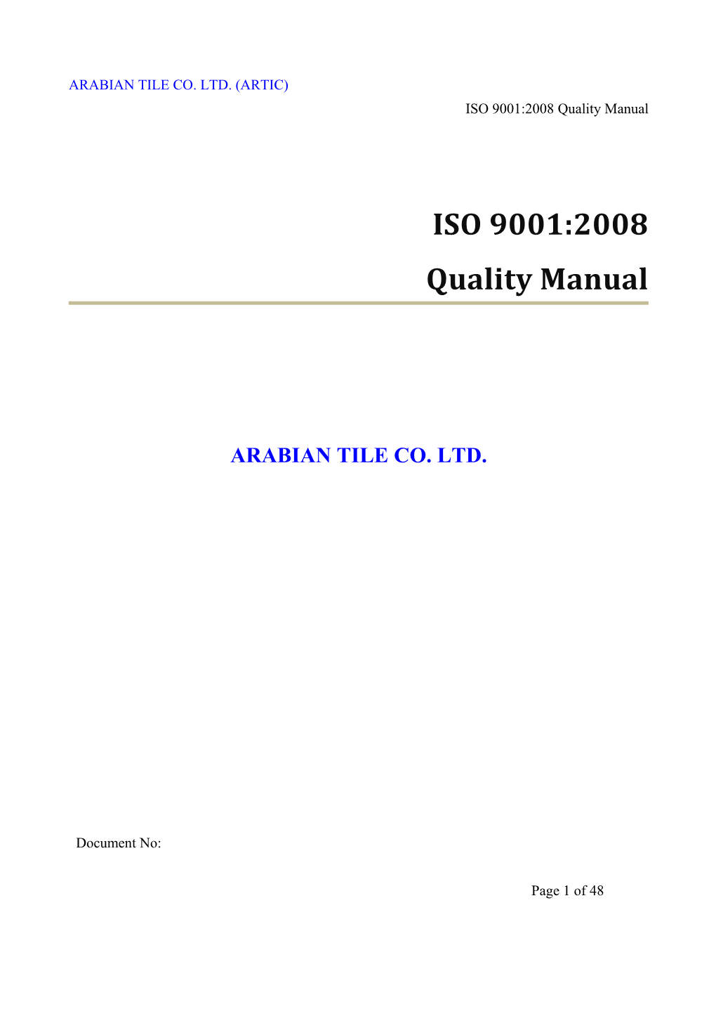 Quality Manual & Procedure Template