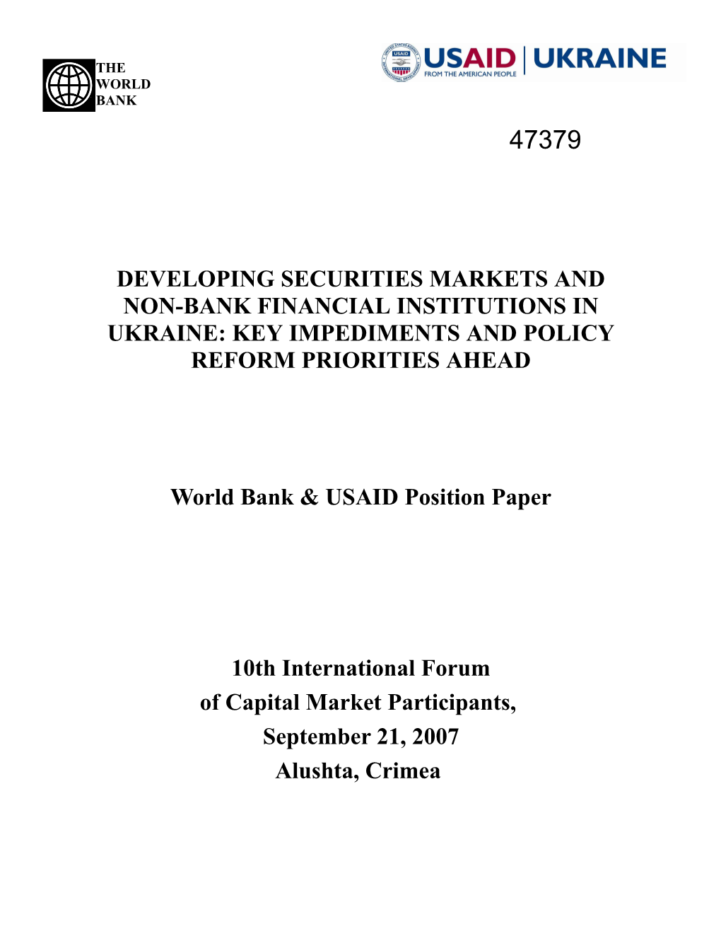 World Bank & USAID Position Paper