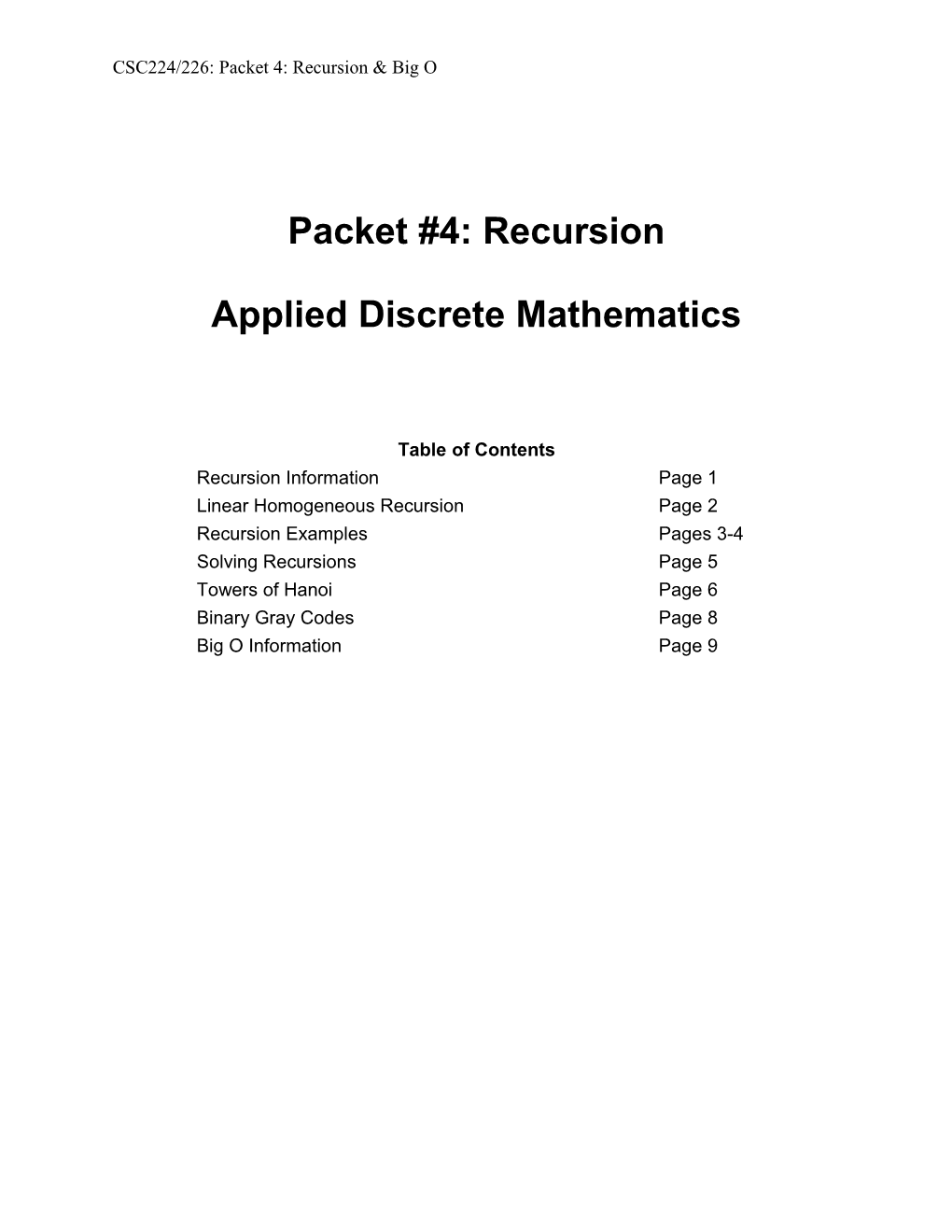 Packet #4: Recursion