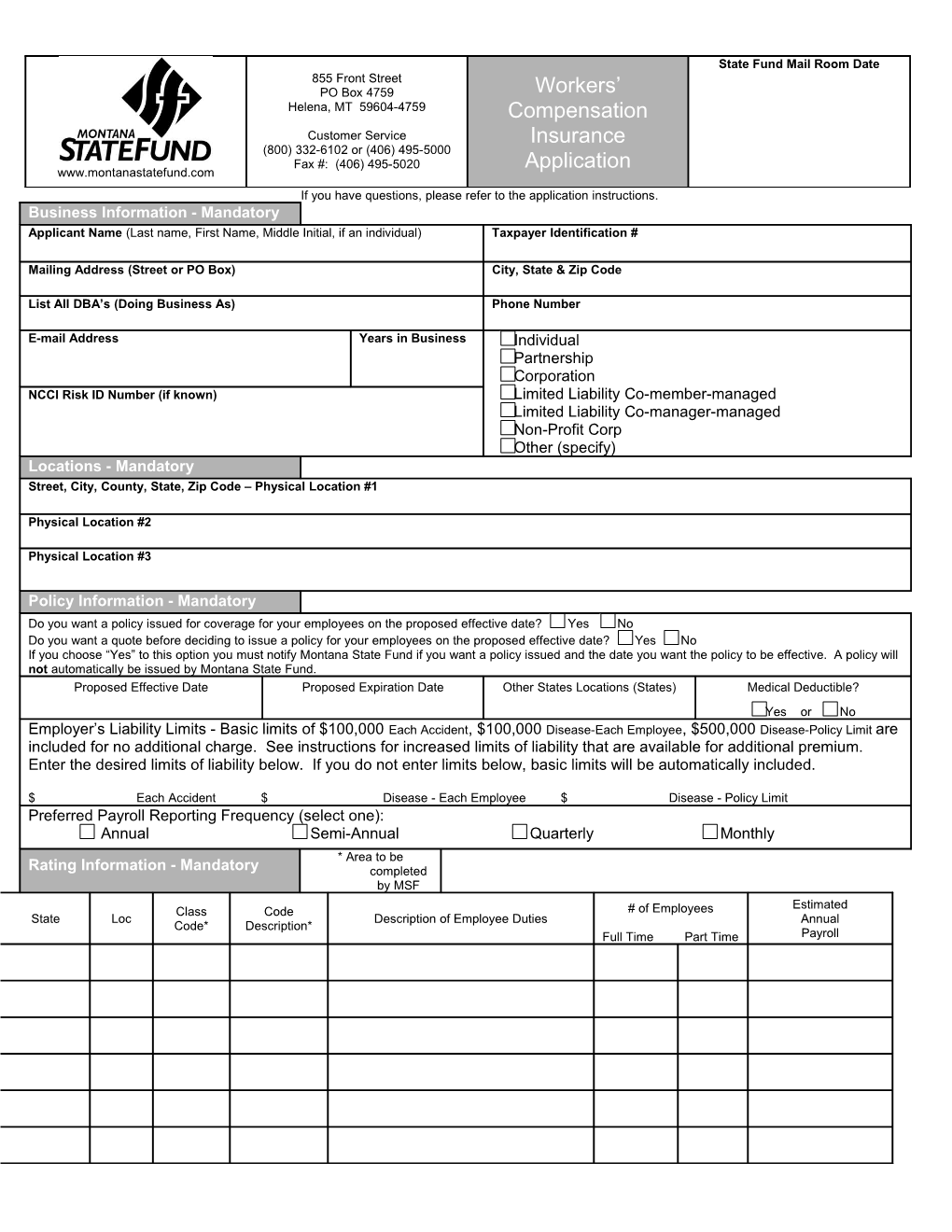 MSF Form 100A - Revised 12/03