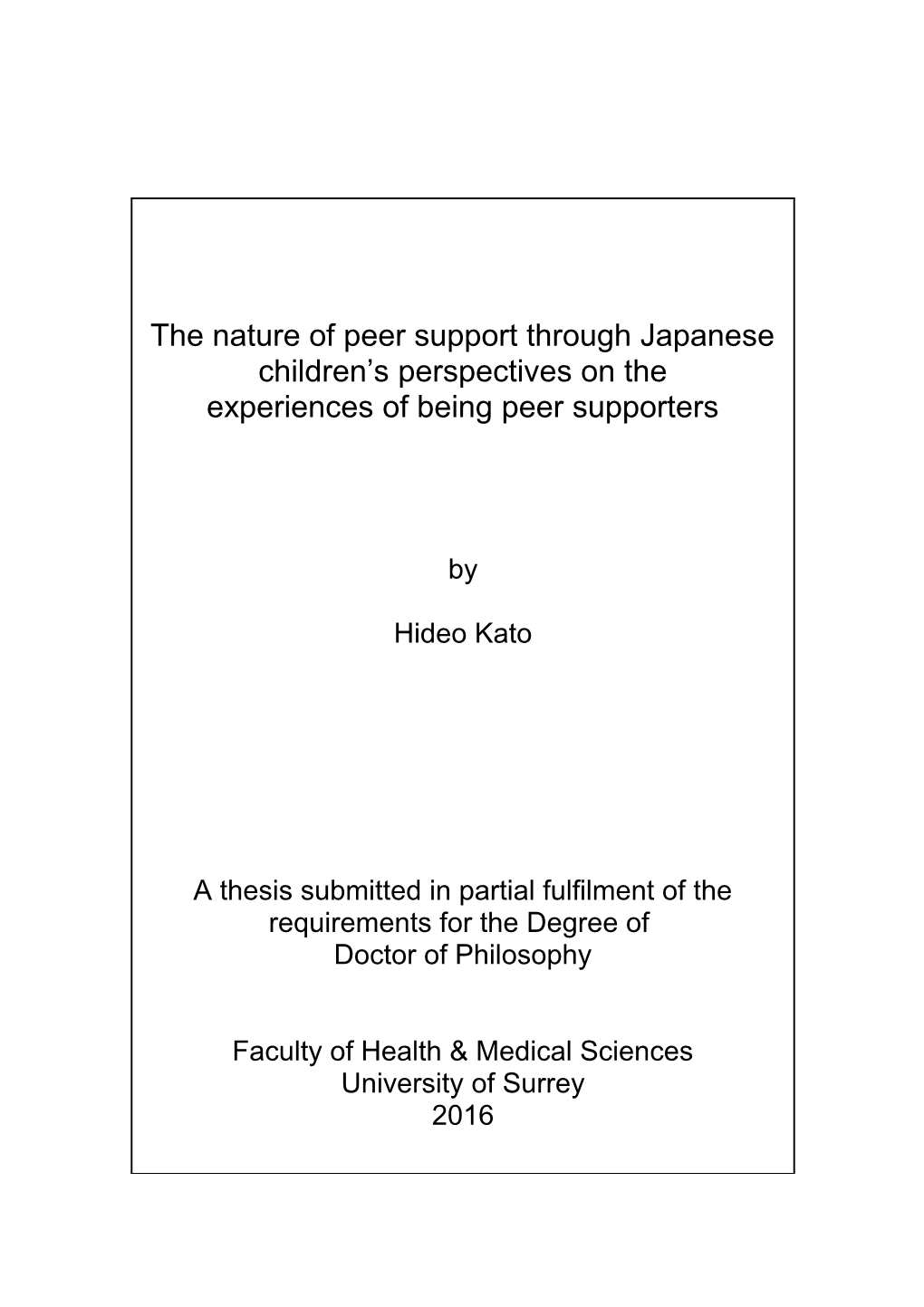 Japanese Children’S Perspectives On The