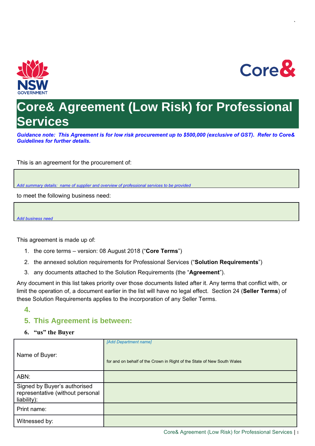 ICT Agreement for Professional Services