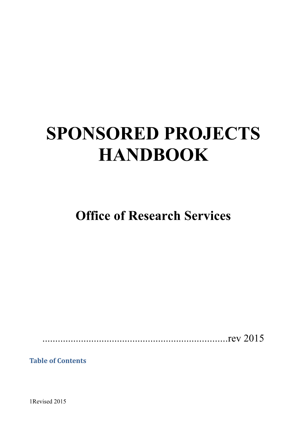 Sponsored Projects Handbook