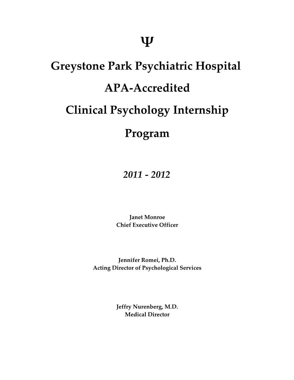 The Clinical Psychology Internship Training Program