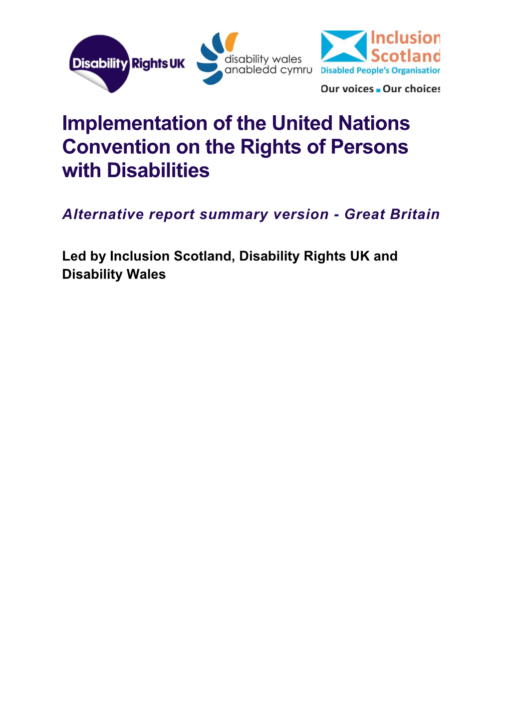 Implementation of the United Nations Convention on the Rights of Persons with Disabilities