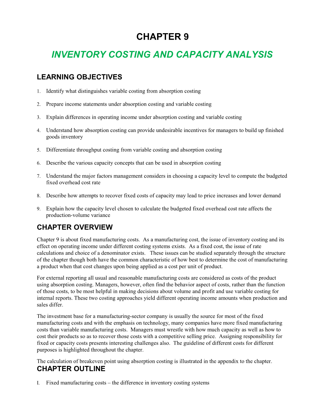Inventory Costing and Capacity Analysis s1