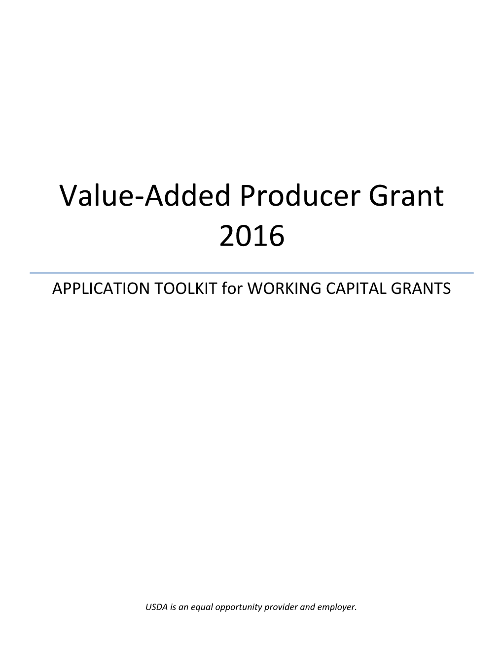 FY2013 Value-Added Producer Grant Program